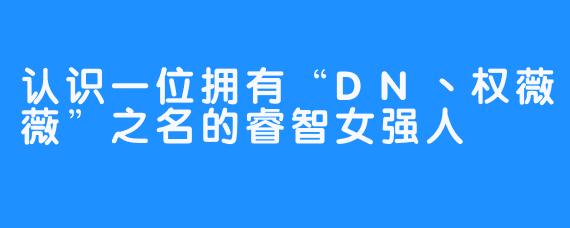 认识一位拥有“DN丶权薇薇”之名的睿智女强人