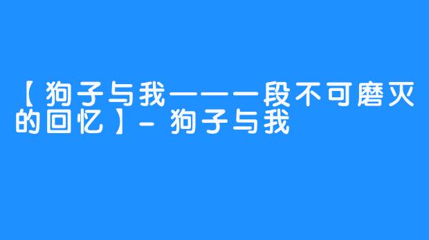 【狗子与我——一段不可磨灭的回忆】-狗子与我