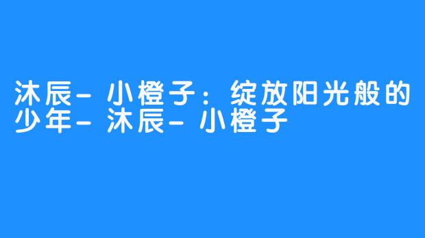 沐辰-小橙子：绽放阳光般的少年-沐辰-小橙子