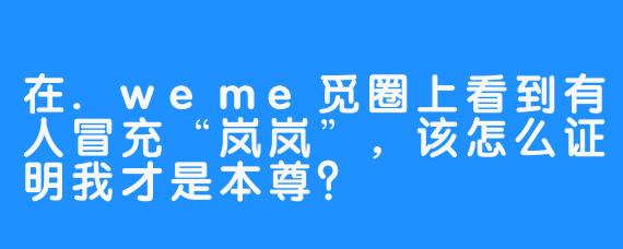 在.weme觅圈上看到有人冒充“岚岚”，该怎么证明我才是本尊？