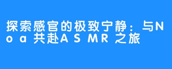 探索感官的极致宁静:与Noa共赴ASMR之旅