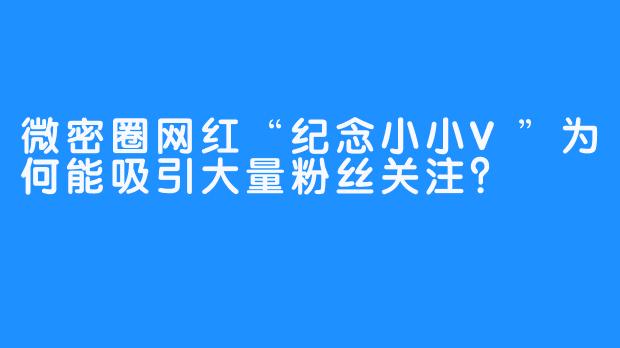 微密圈网红“纪念小小V”为何能吸引大量粉丝关注？