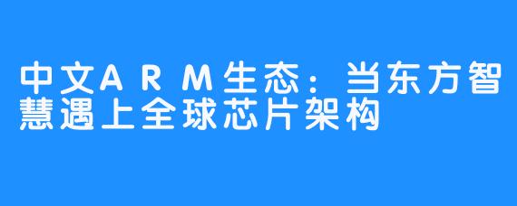 中文ARM生态:当东方智慧遇上全球芯片架构