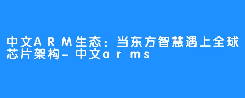中文ARM生态:当东方智慧遇上全球芯片架构-中文arms