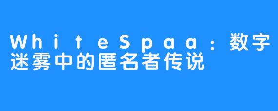 WhiteSpaa：数字迷雾中的匿名者传说