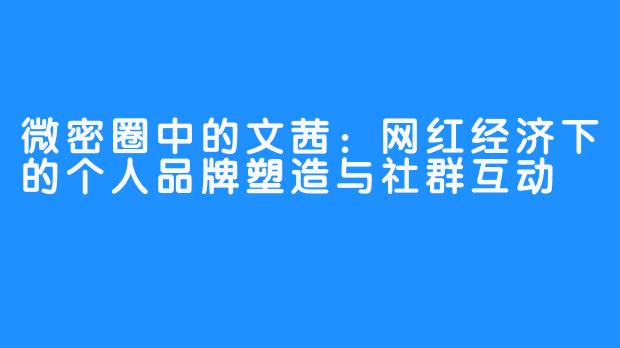 微密圈中的文茜:网红经济下的个人品牌塑造与社群互动