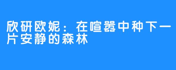 欣研欧妮：在喧嚣中种下一片安静的森林