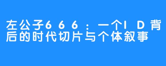 左公子666:一个ID背后的时代切片与个体叙事