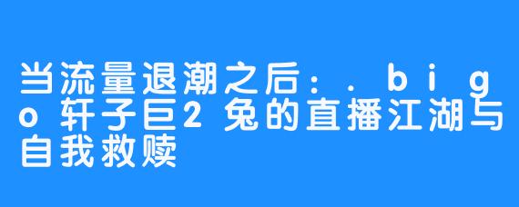 当流量退潮之后:.bigo轩子巨2兔的直播江湖与自我救赎